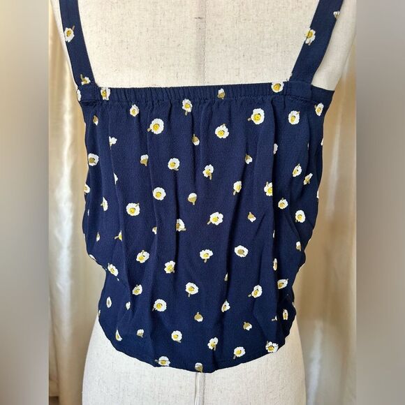 Madewell, blue tank top with white flowers tied at waist size XX small EUC - Picture 7 of 7
